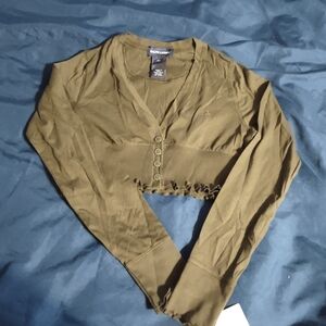 Ralph Lauren Blue Label Olive Long Sleeve Crop Top/Size 6x (Girls)/NWT